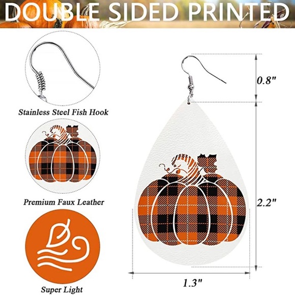 π4 for $20 Fall printed teardrop earrings - Picture 3 of 12